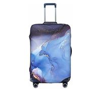 FINOWIN Travel Luggage Cover Suitcase Protector, Colorful Rainbow Paint Splatter Washable Elastic Suitcase Cover for Wheeled Suitcase, Blue Purple Marble, XL (for 29-32 Inch Luggage)