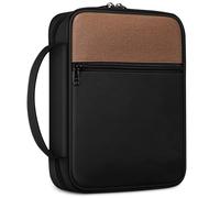 FINPAC Bible Cover, Carrying Book Case Church Bag Bible Protective with Handle and Zippered Pocket, Gift for Mother Lady Women Men, Black & Brown