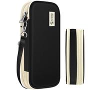 FINPAC Expandable Pencil Case, Large Capacity Pencil Box, Pen & Marker Storage Pouch Stationery Organizer for Men Women Outdoors, Pen Bag Office Supply (Beige and Black)