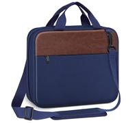 FINPAC Extra Large Bible Cover, Carrying Book Case Church Bag Bible Protective with Detachable Shoulder Strap & Zippered Pocket, Gift for Men Women, Navy & Brown