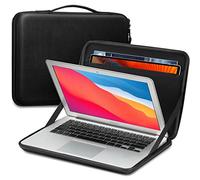 FINPAC Hard Laptop Sleeve Case for MacBook Air 13.6 Inch (2025/2024/2022) M4/M3/M2, Macbook Pro 13 Inch (2022-2016) M2/M1 - Shockproof Carrying Cover Bag w/Tablet Pocket for 9.7-12.9" iPad, Black