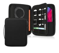 FINPAC Hard Tablet Sleeve Case for iPad Pro 13-inch M5/M4, iPad Air 13-inch M3 2025, Pro 12.9 6th/5th, Portfolio Organizer Bag for Surface Pro 9/8/X/7/6/5, Pens, Cables, Electronics, Black