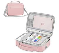 FINPAC Large Bible Cover w/Shoulder Strap, Carrying Book Case Church Bag Bible Protective w/Pen Slots and Zippered Pocket, Gift for Women Lady, Light Pink