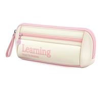 FINPAC Large Transparent Pencil Case Triangular - Clear Display Holds 80 Pens | Ita Bag Pin Display | Shock-Proof Bottom (Pink)