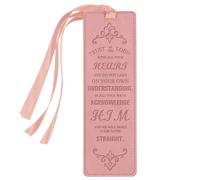 FINPAC Leather Bible Bookmarks, Vegan Religious Bookmarks, Bible Verse Book Markers Church Gifts for Women Men [Trust in The Lord with All Your Heart] - Pink