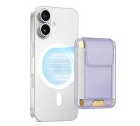 FINPAC MagSafe Wallet, Magnetic Card Wallet Holder for iPhone 17/16/15/14/13/12 Series, Safe RFID Blocking Slim Leather 6 Card Holder for Women Men, Light Purple, 3.7*2.5 inches, Minimalism