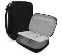 FINPAC Pencil Case, Double-Layer Corduroy Pencil Case with 3 Compartments, Large Capacity School Pencil Pouch with Handle, Portable Stationery Pen Case for Watercolor Pencils & Marker, (Black)