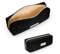 FINPAC Pencil Case, Large Capacity School Pencil Case Office Stationery Organizer, Corduroy Fabric Wide Opening Pencil Pouch for Boys & Girls, (Black)