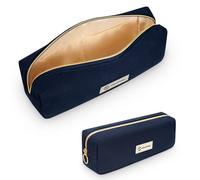 FINPAC Pencil Case, Large Capacity School Pencil Case Office Stationery Organizer, Corduroy Fabric Wide Opening Pencil Pouch for Boys & Girls, (Navy)