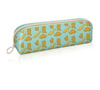 FINPAC PU Leather Pencil Case, Slim & Stylish Pen Bag with Portable Metal Ring, Stationery Organiser Pouch for Teenage Boys Girls Adults Students, Dino Nuggets