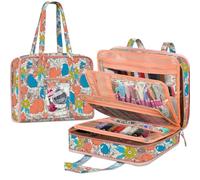 FINPAC Sewing and Craft Supplies Storage Tote, Large Capacity Travel Packing Organizer Bag with Clear Pockets and Handle for Knitting, Crochet, Art, Sewing Accessories (Vintage Floral)