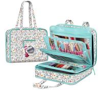 FINPAC Sewing and Craft Supplies Storage Tote, Large Capacity Travel Packing Organizer Bag with Clear Pockets and Handle for Knitting, Crochet, Art, Sewing Accessories (Spring Bloom)