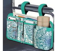 FINPAC Wheelchair Side Storage Bag w/Cup Holder, Wheelchair Armrest Accessories Pouch with Pen Slot and Reflective Strips for Power Walkers, Rollators, Seniors - Emerald Illusions