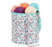 FINPAC Yarn Bag Crochet Knitting Tote Bag, Storage Organizer for Crocheting Project, Store Skein Ball, Short Needles Accessories(Spring Bloom)