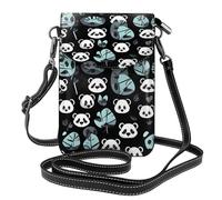 FInpan Black And White Panda Face Pattern Ladies Leather Flap Phone Bag Multifunctional Small Crossbody Bag For Daily Use And Travelling