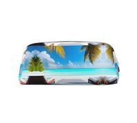 FInpan Maldives Holidays Genuine Leather Zip Pen Pouch, Stationery Storage Bag Makeup Bag, Suitable for Students School Office.