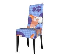 FInpan Rabbit Holding The Ball Stretch Chair Cover For Restaurant, High Back Dining Chair, Removable, Hotel, Ceremony, Wedding