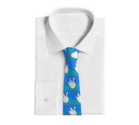 FInpan White Goose Spread Its Wings Printed Men'S Fashion Necktie, Silk Tie With Anti-Flutter Buckle Design Wedding Party, Business Formal Wear