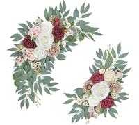 Finphoon Wedding Arch Flowers, Artificial Arch Flowers for Wedding Welcome Signs Floral, Reception Backdrop Decoration, Bridal Shower, Baby Shower, Photo Backdrop Decorations (Red)