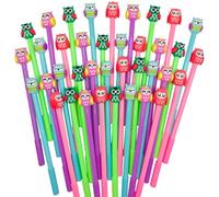 Finpletai 40 Pcs Cute Owl Pens, Animal Black Ink Writing Pens, 0.5 mm Cool Novelty Fun Kawaii Gel Ink Pens for Kids School Office Home Supplies Student Present Party Favors (Expression Style)