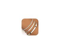 Finrezio 3-5 Pcs Silver Bracelet for Women 14K Gold Plated Stacking Bracelets Rope Cuban Figaro Herringbone Bead Chain Bracelets Adjustable Link Charm Bracelet Set Waterproof Jewellery for Women