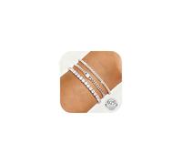 Finrezio 3 Pcs Silver Bracelets for Women Sterling Silver Bracelet Set Layered Dainty Link Chain with Cubic Zirconia Bracelet Adjustable Tennis Bracelets Ladies Silver Bracelets Jewelry for Women