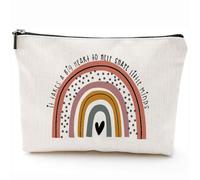 Finrray Canvas Cosmetic Bag Rainbow Makeup Bag Friendship Toiletry Pouch Inspirational Organizer for Birthday Graduation Teachers' Day, Mother's Day Gift, Multicolor