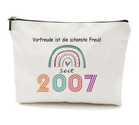 Finrray Rainbow Cosmetic Bag Number Makeup Bag Inspirational Multi-Function Canvas Boho Travel Pouch Gift for Mother's Day, Teacher's Day, Thanksgiving, Birthday, off white, Number 2007