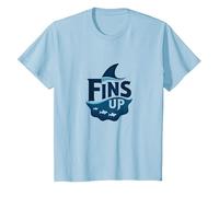 Fins Up: Ocean Adventure for Shark Enthusiasts T-Shirt, Kids, Baby Blue, 6 Years