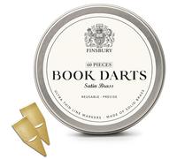 Finsbury Book Darts Line Markers with Protective Tin - 60 Count - Precision Mini Book Mark Page Markers for Reading and Study - Reusable & Archival Quality (Brass, 60)