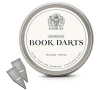 Finsbury Book Darts Line Markers with Protective Tin - Precision Mini Book Mark Page Markers for Reading and Study - Reusable & Archival Quality (Stainless Steel, 150)