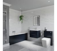 Finsbury Straight Double Ended Bathroom Suite including Furniture Set with Polished Chrome Handles | Deep Blue | ABS Polished Chrome | 1700mm