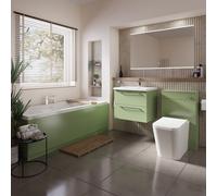 Finsbury Straight Double Ended Bathroom Suite including Furniture Set with Polished Chrome Handles | Olive Green | ABS Polished Chrome | 1700mm