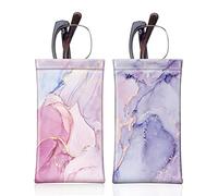 FINTIE 2 Pieces Soft Glasses Cases for Women Men - Portable Squeeze Top Spectacle Sunglasses Pouch