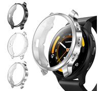 Fintie 3 Packs Screen Protector Case Compatible with Garmin Venu 3 (45mm), Soft TPU Plated Bumper Full Cover Protective Cases [Scratch-Proof], Black/Silver/Clear