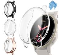 Fintie 3 Packs Screen Protector Case Compatible with Garmin Vivoactive 5, Soft TPU Plated Bumper Full Cover Protective Cases Scratch-Proof, Black/Rose Gold/Clear