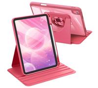 FINTIE 360 Degree Rotating Case for iPad (A16) 11th Generation 11 Inch (2025), iPad 10th Generation 10.9 Inch (2022) - Swiveling Protective Stand Clear Back Cover with Pencil Holder, Pink