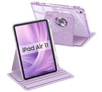 Fintie 360 Degree Rotating Case for iPad Air 11-inch M4/M3/M2 (2026/2025/2024), iPad Air 5th/4th Generation 10.9 Inch - Swiveling Stand Clear Back Cover with Pencil Holder, Glittering Lavender