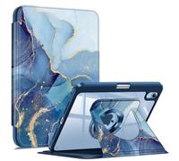 Fintie 360 Degree Rotating Case for iPad mini 7 (A17 Pro, 7th Generation) 2024 / iPad mini 6 (6th Gen) 8.3 Inch - Swiveling Protective Stand Clear Back Cover with Pencil Holder, Ocean Marble