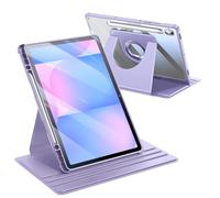 Fintie 360 Degree Rotating Case for Samsung Galaxy Tab S10 Lite/ S10 FE/ S9 FE 5G 10.9 Inch/Tab S9 11 Inch with S Pen Holder, Swiveling Protective Stand Clear Back Cover, Purple