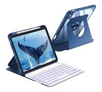 FINTIE 360° Rotating Backlit Keyboard Case for iPad (A16) 11th Generation 11 Inch 2025, iPad 10th Gen 10.9 Inch 2022 - Magnetic Detachable 7 Colours Backlight Keyboard with Soft TPU Cover, (Navy)