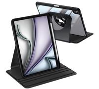 FINTIE 360 Rotating Case for iPad Air 11-inch M3 (2025) / M2 (2024), iPad Air 5th (2022) / 4th Generation 10.9 Inch - Swivelling Protective Stand Clear Back Cover with Pencil Holder, Black