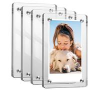 Fintie [4 Pack] Acrylic Magnetic Photo Frame for 3-Inch Film - Double Sided Fridge Picture Frame for Fujifilm Instax Mini 11 12 EVO 40 / Mini Link 2 Printer Film, Polaroid Instant Film, Clear