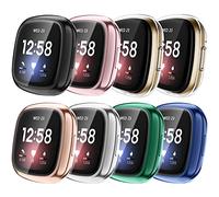 Fintie 8-Pack Screen Protector Case Compatible with Fitbit Sense/Versa 3, Soft TPU Plated Full Protective Bumper Cover [Scratch-Proof] (Color A)