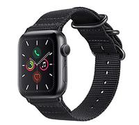FINTIE Band Compatible with Apple Watch 49mm 45mm 44mm 42mm iWatch Ultra SE2 SE Series 8 7 6 5 4 3 2 1, Lightweight Breathable Woven Nylon Sport Wrist Strap with Metal Buckle, Black