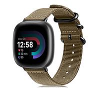 FINTIE Band Compatible with Fitbit Versa 4 3 / Sense 2 1, Soft Woven Nylon Sport Replacement Strap Wrist Bands (Desert Tan)