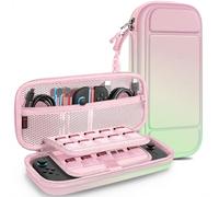 Fintie Carrying Case for Nintendo Switch 2 (2025), [Shockproof] Hard Protective Case Portable Travel Bag with 20 Game Card Slots and Inner Pocket for Accessories, Pink Green, Hard EVA Case