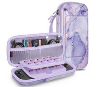 FINTIE Carrying Case for Nintendo Switch 2 (2025), Shockproof Hard Shell Switch 2 Case, Protective Cover Travel Bag with 19 Game Card & 2 Micro SD Card Slots & Inner Pocket (lilac marble)
