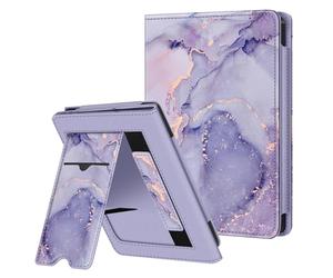 FINTIE Case Compatible with 6 inch Kobo Clara Colour/BW 2024 and Kobo Clara 2E 2022 - Book Reader Case Cover with Kickstand, Card Slot and Hand Strap, Lilac Marble
