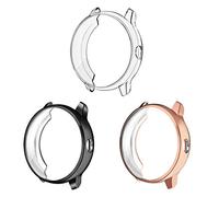 FINTIE Case Compatible with Garmin Vivoactive 3 Smartwatch - [3-Pack] Premium Soft TPU Protector All-Around Protective Bumper Shell Cover, Black&Clear&Rose Gold